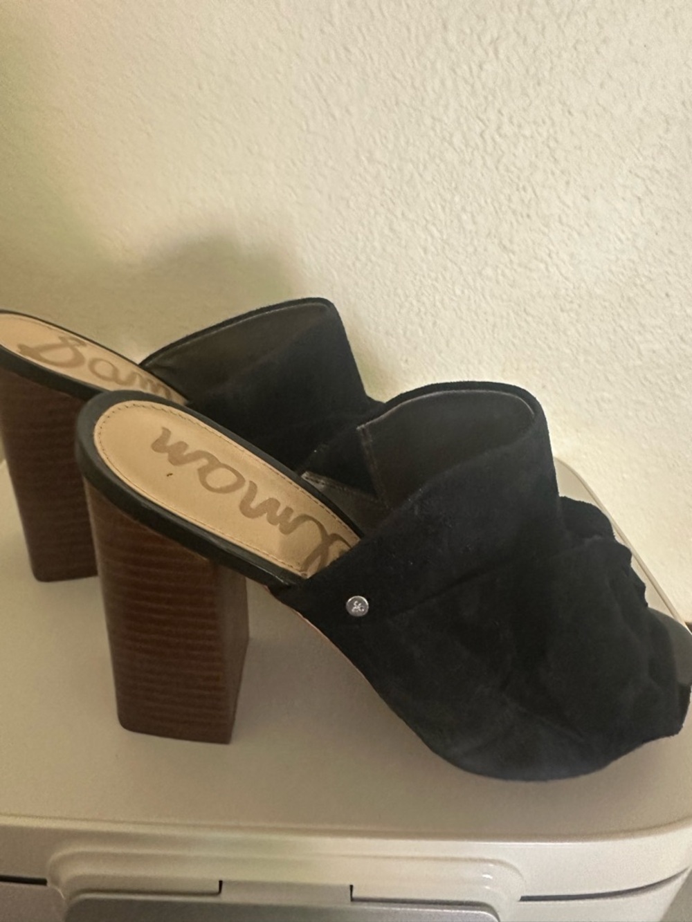 Sam Edelman Black Suede Block Heel Mules
